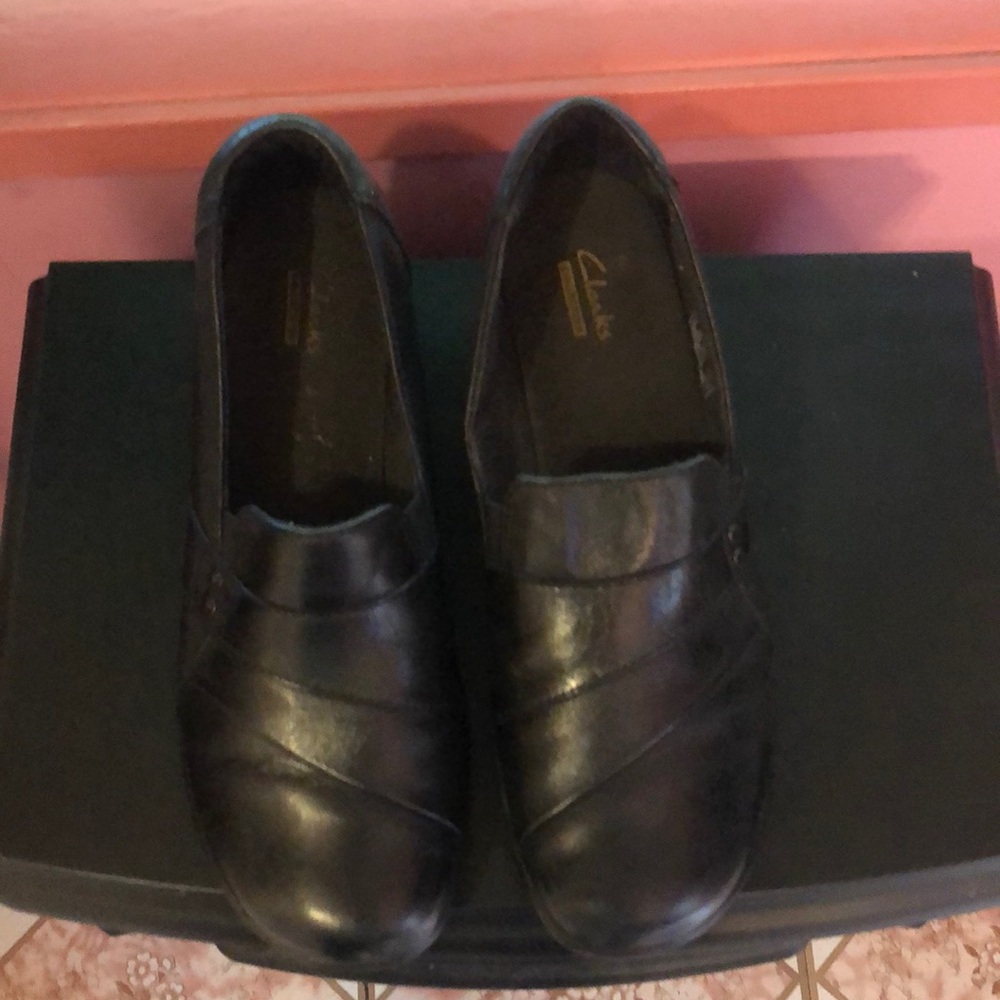 Clark’s leather wedge